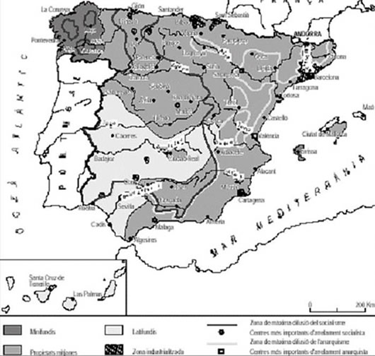 mapa d'Espanya a començaments del s. XX